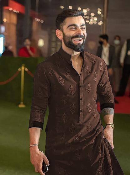 Virat Kohli's Embroidered Brown Wedding Kurta